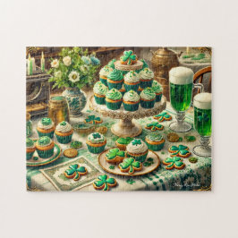 St. Patrick's Day-Tisch, Irische Feier-Cupcakes Puzzle