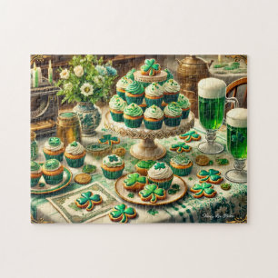 St. Patrick's Day-Tisch, Irische Feier-Cupcakes Puzzle