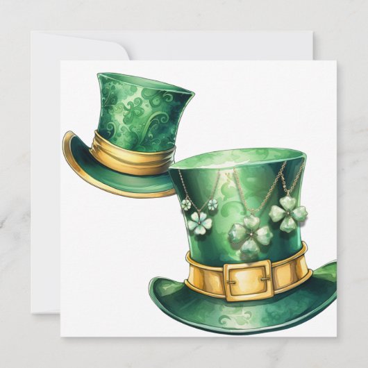 St Patrick's Day Top Hat mit Clover Jewels Party Einladung (Rückseite)