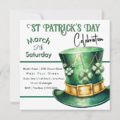 St Patrick's Day Top Hat mit Clover Jewels Party Einladung (Vorderseite)