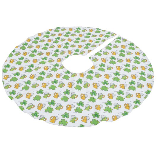 St. Patrick's Day Tree Skirt Leinenimitat Weihnachtsbaumdecke (Schrägansicht)