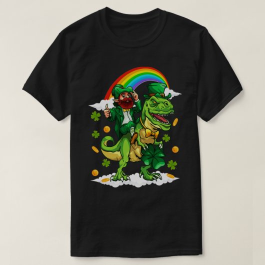 St Patricks Day Trex Dino Leprechaun T-Shirt (Design vorne)