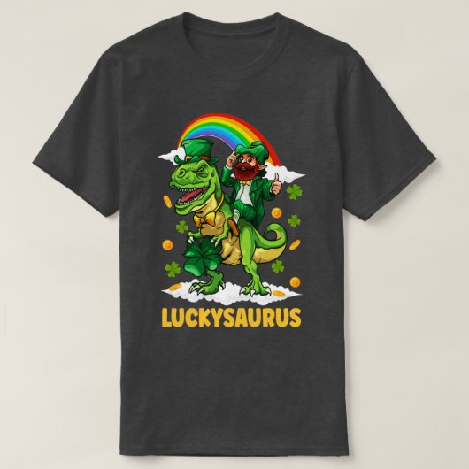 St Patricks Day Trex Dino Leprechaun T-Shirt (Design vorne)