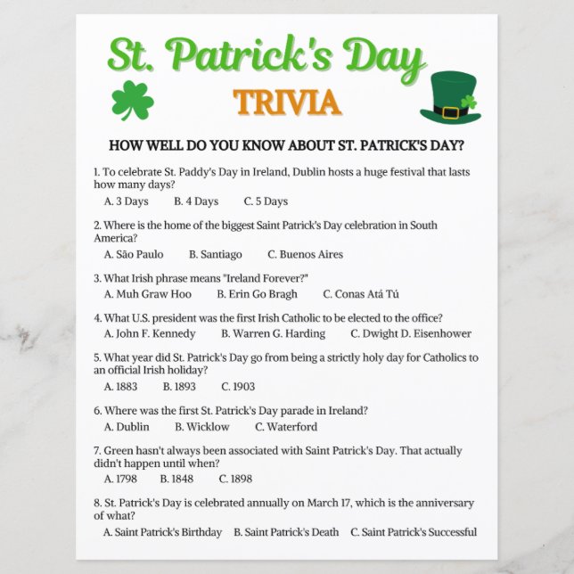 St. Patrick's Day Trivia Game (Vorderseite)