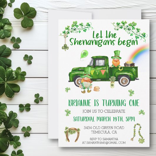 St. Patrick's day Truck Birthday Shenanigans Einladung