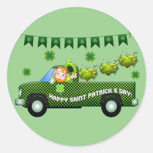 St Patrick's Day Truck Runder Aufkleber (Vorderseite)