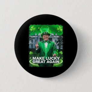 St Patricks Day Trump Leprechaun Hat Lucky machen Button