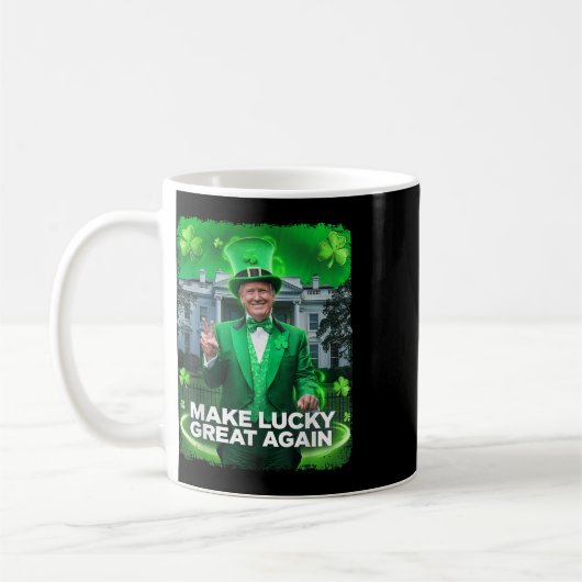 St Patricks Day Trump Leprechaun Hat Lucky machen Kaffeetasse (Links)