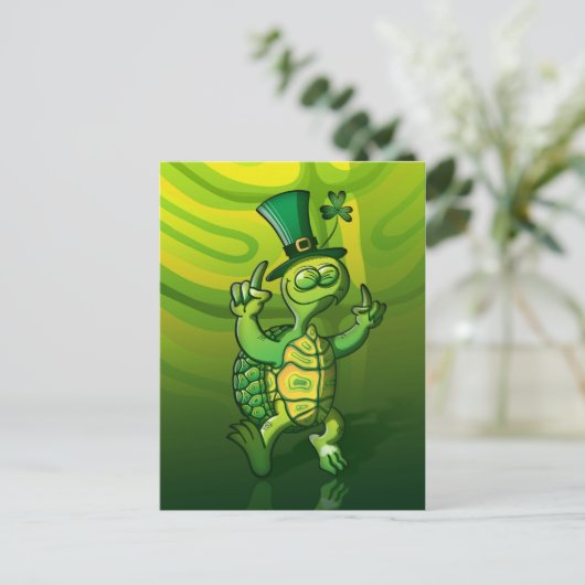 St. Patrick's Day Turtle Postkarte (Stehend Vorderseite)