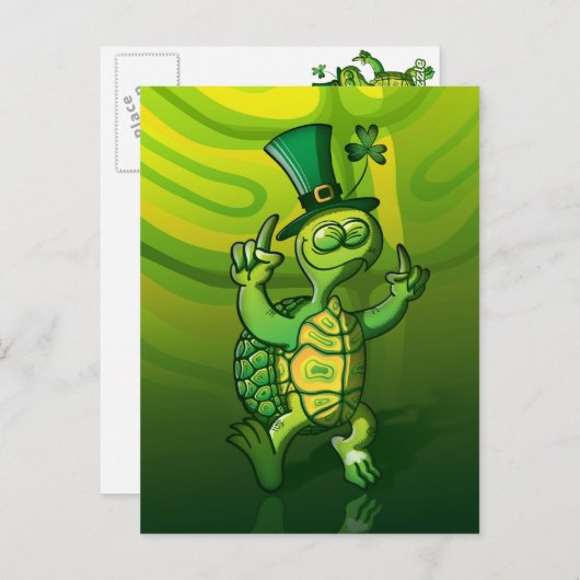 St. Patrick's Day Turtle Postkarte (Vorne/Hinten)