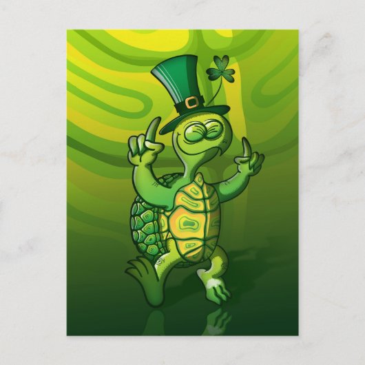 St. Patrick's Day Turtle Postkarte (Vorderseite)