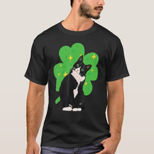 St. Patrick's Day Tuxedo Katze Männer Frauen Kinde T-Shirt (Vorderseite)