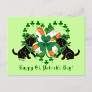St. Patrick's Day Two Black Labradors Postkarte