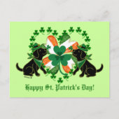 St. Patrick's Day Two Black Labradors Postkarte (Vorderseite)