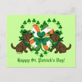 St. Patrick's Day Two Chocolate Labradors Postkarte (Vorderseite)