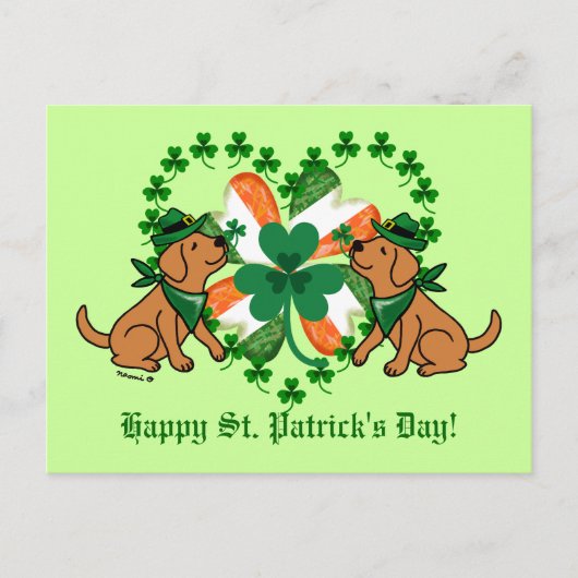 St. Patrick's Day Two Fox Red Labradors Postkarte (Vorderseite)