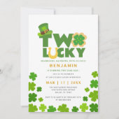 St. Patrick's Day Two Lucky Kleeblatts 2. Geburtst Einladung (Vorderseite)