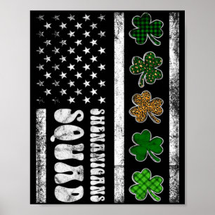 St Patricks Day Unfug Squad Us Flagge Amerikanisch Poster