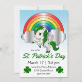 St. Patrick's Day Unicorn Pegasus Einladung (Vorderseite)