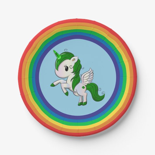 St. Patrick's Day Unicorn Pegasus Pappteller (Vorderseite)