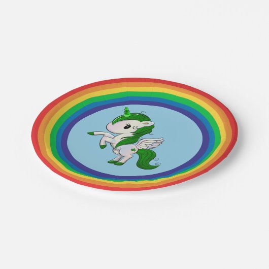 St. Patrick's Day Unicorn Pegasus Pappteller (Schrägansicht)