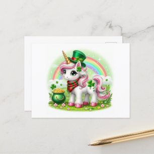 St. Patricks Day Unicorn Postkarte