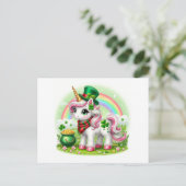 St. Patricks Day Unicorn Postkarte (Stehend Vorderseite)