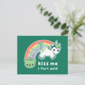 St. Patrick's Day Unicorn Postkarte (Stehend Vorderseite)