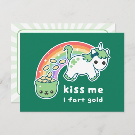 St. Patrick's Day Unicorn Postkarte (Vorne/Hinten)