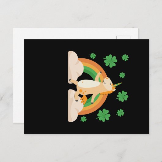 St Patricks Day Unicorn Postkarte (Vorne/Hinten)