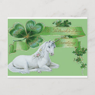 St Patrick's Day Unicorn Postkarte