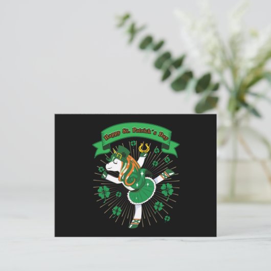 St. Patrick's Day Unicorn - Saint Patrick's Day - Postkarte (Stehend Vorderseite)