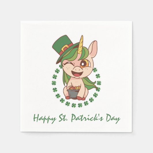 St Patricks Day Unicorn Serviette (Vorderseite)