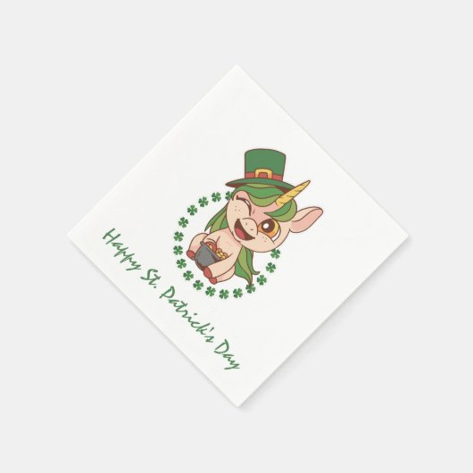 St Patricks Day Unicorn Serviette (Ecke)