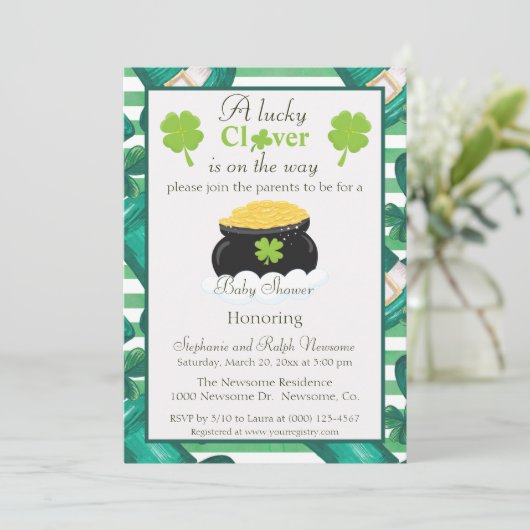 St. Patrick's Day Unisex Baby Shower Einladung (Stehend Vorderseite)