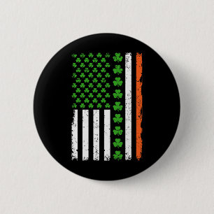 St Patricks Day Us Amerikanische Flagge Shamrocks Button