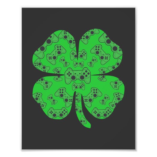 St Patricks Day Video Game Controller Kleeblatt Fotodruck (Vorne)