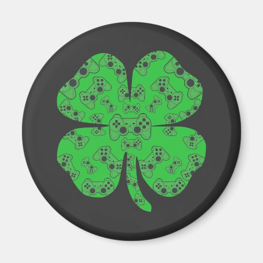St Patricks Day Video Game Controller Kleeblatt Magnet (Vorne)