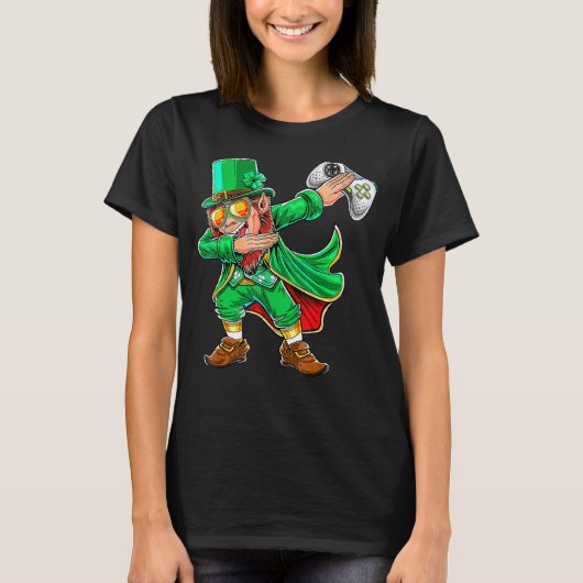 St Patrick's Day Video Game Dabbing Leprechaun Gam T-Shirt (Vorderseite)