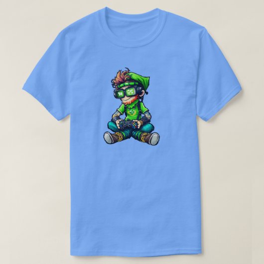 St Patricks Day Video Game Shirt Gamer Leprechaun (Design vorne)