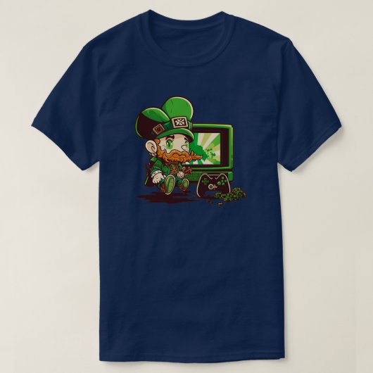 St Patricks Day Video Game Shirt Gamer Leprechaun8 (Design vorne)