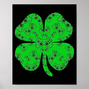 St. Patricks Day Videospielcontroller Shamrock T S Poster