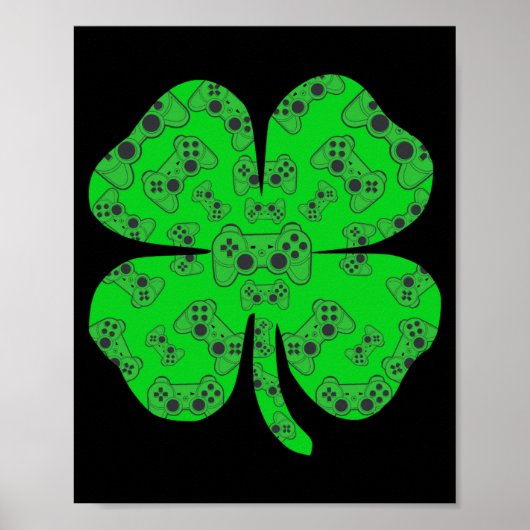 St. Patricks Day Videospielcontroller Shamrock T S Poster (Vorne)