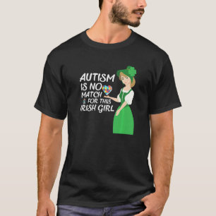 St Patricks Day Vier-Blatt-Irisches-Mädchen-Autism T-Shirt