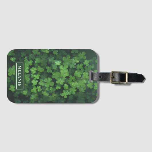 St. Patrick's Day Vier-Leaf Klee Personalisiert Gepäckanhänger (Vorderseite (Horizontal))