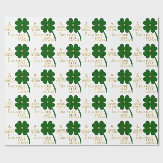 St. Patrick's Day Vierblättriges Kleeblatt Friends Geschenkpapier (Flach)