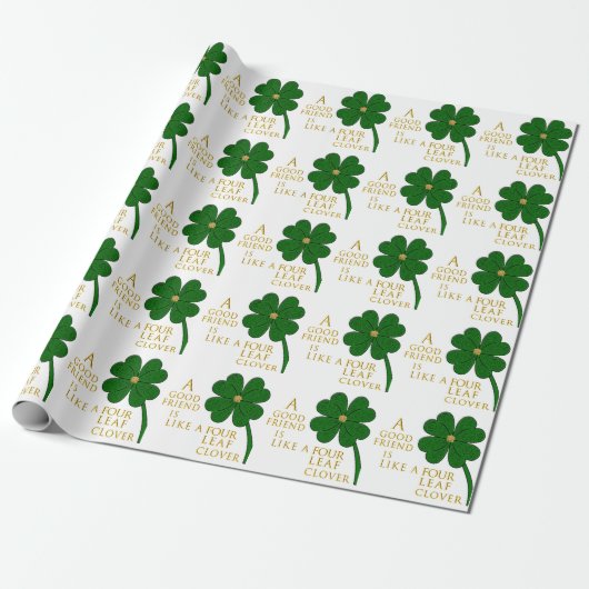 St. Patrick's Day Vierblättriges Kleeblatt Friends Geschenkpapier (Ungerollt)