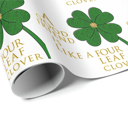 St. Patrick's Day Vierblättriges Kleeblatt Friends Geschenkpapier (Rolleneckpunkt)