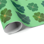 St. Patrick's Day Vierblättriges Kleeblatt Geschenkpapier (Rolleneckpunkt)