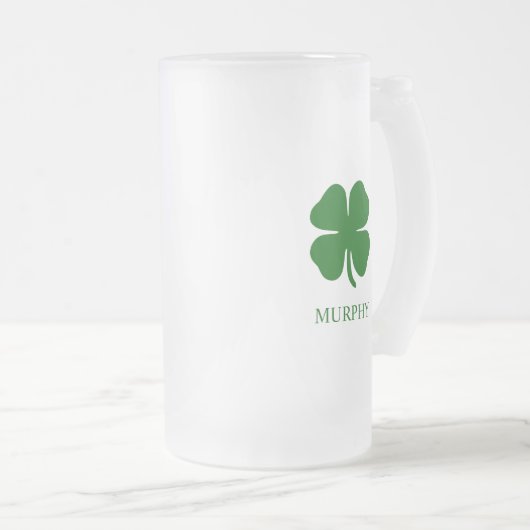 St Patricks Day Vierblättriges Kleeblatt Green Iri Mattglas Bierglas (VorderseiteRechts)